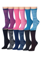 Women's 12 Pairs Lightweight Crew Socks – Colorful Solid & Space Dye