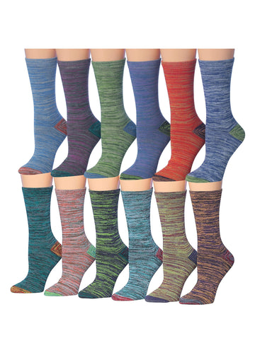 Women's Plus Size 12 Pairs Lightweight Space Dye Vintage Colors Crew