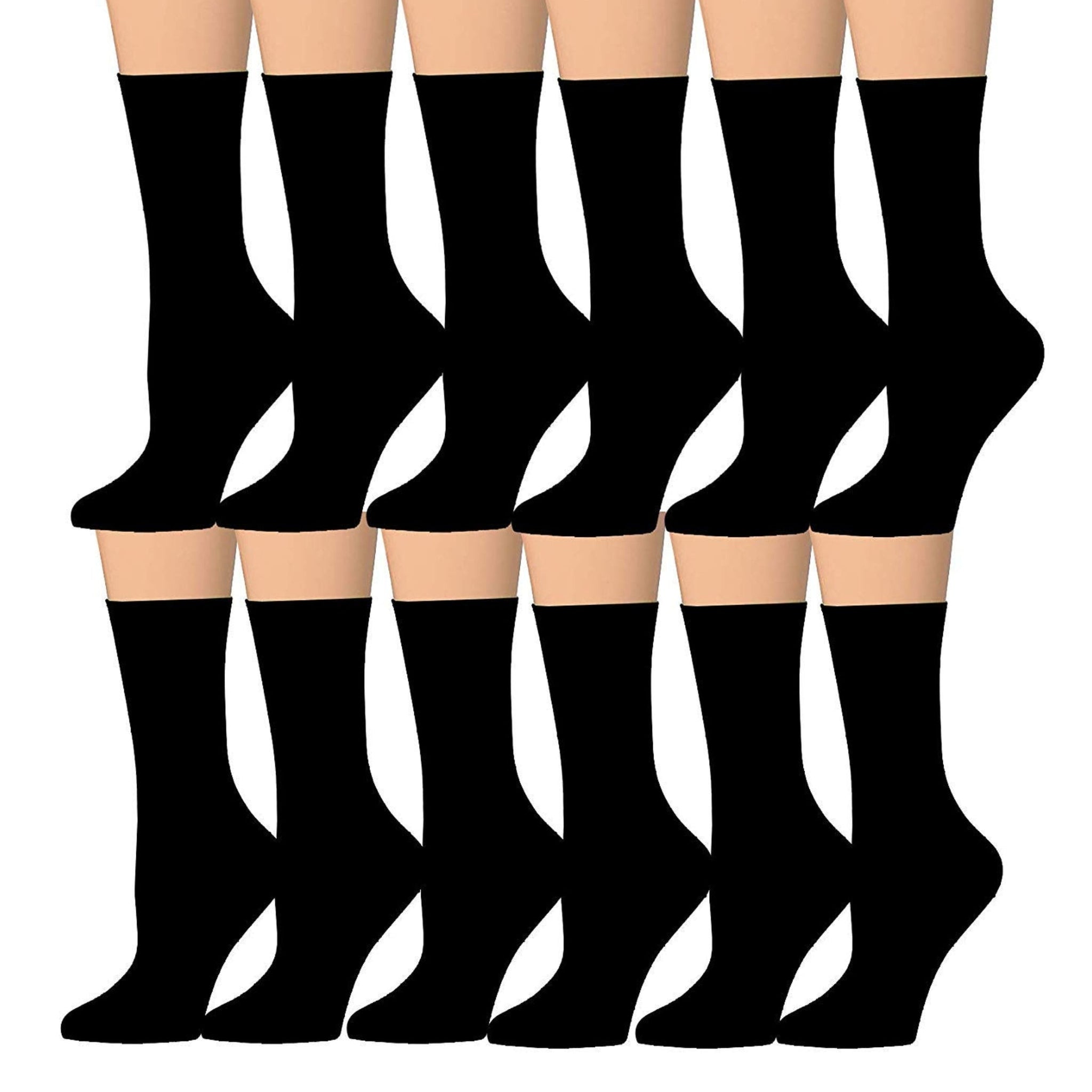 Women's 12-Pairs Lightweight Value Pack Black Crew Womens Dress Socks