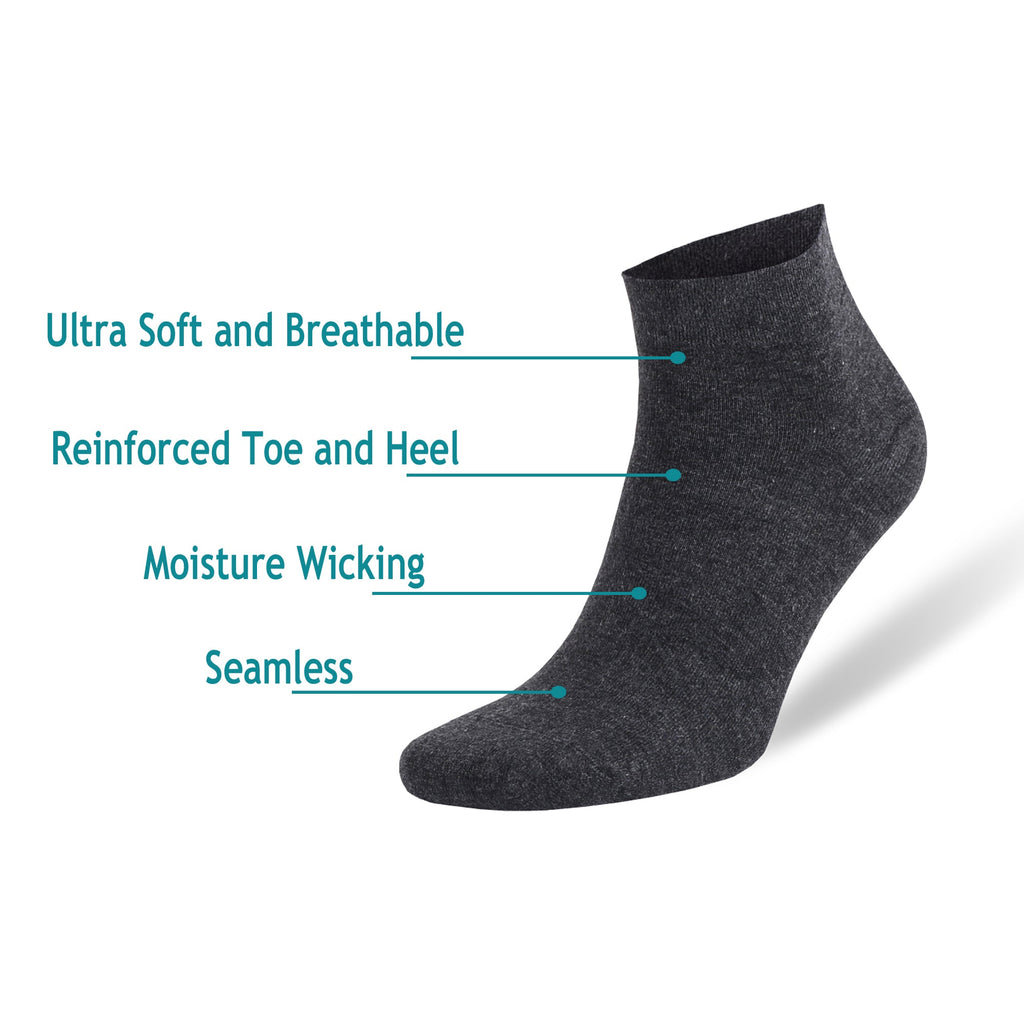 Men's Bamboo Low Cut Ankle Socks Odor Free Breathable 8 Pairs with