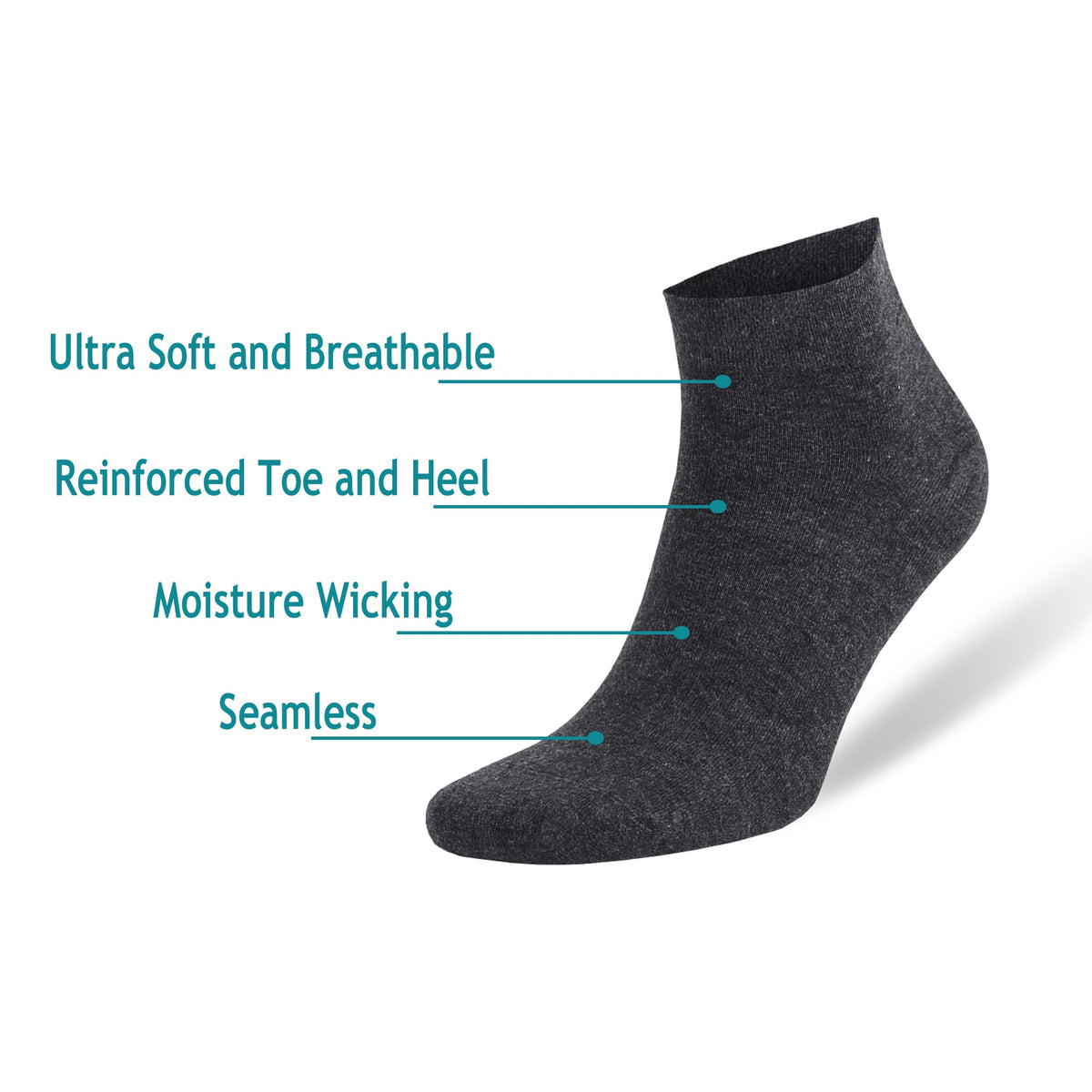 Men's Bamboo Low Cut Ankle Socks Odor Free Breathable 8 Pairs with