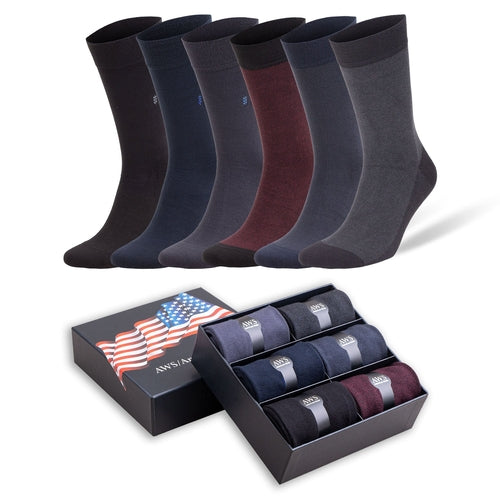 Men's Bamboo Dress Socks, 6 Pairs with Gift Box, Size 8-11.5,