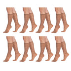8 Pairs Sheer Knee High Socks for Women 15 Denier with Stay-Up Band