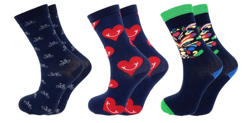 3 Pairs Colorful Fun Crazy Crew Dress Socks for Men and Women Cotton