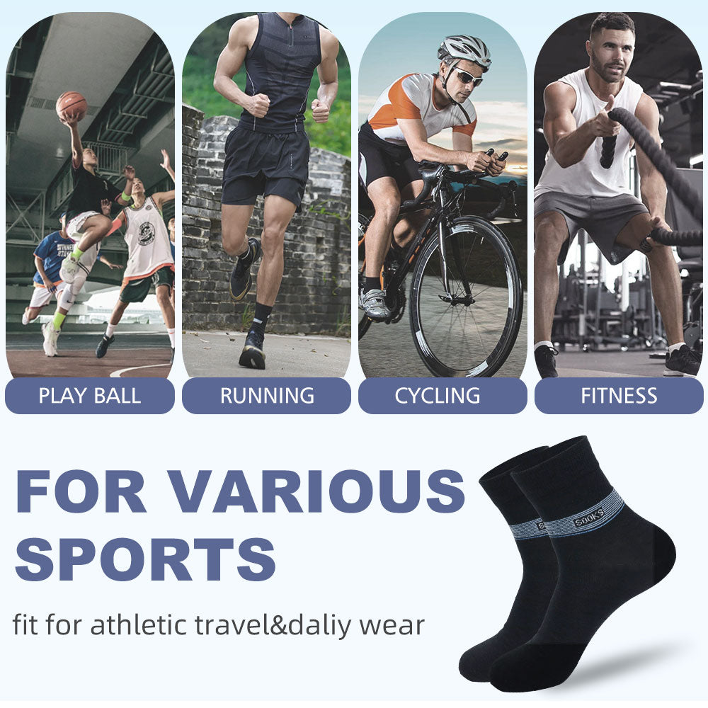 Horizontal stripes trendy black socks solid color sports breathable