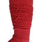 Rose Red Slouchy Scrunch Socks for Women Cotton Knee High Socks