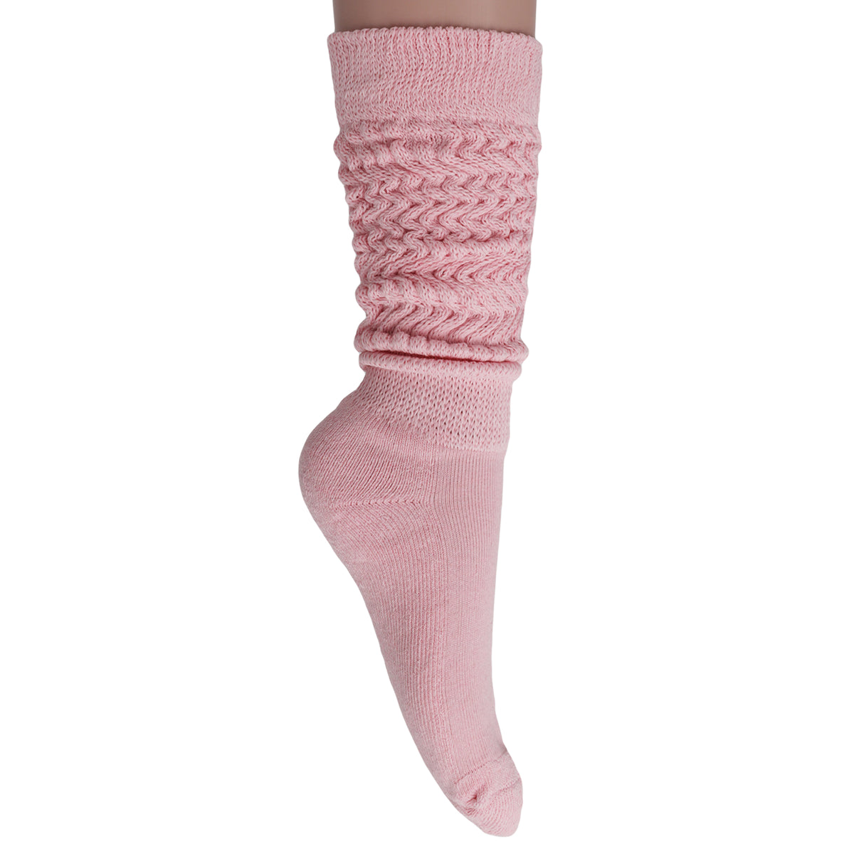 Pink Slouch Socks for Women Knee High Boot Long Cotton Scrunch Socks