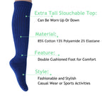 Royal Blue Slouch Socks for Women Cotton Sleep Slouchy Knee High Socks