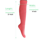 Neon Pink Slouch Socks for Women 80's Style Cotton Slouchy Knee Socks