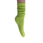 Almond Green Slouch Socks for Women Premium Cotton Knee High Socks