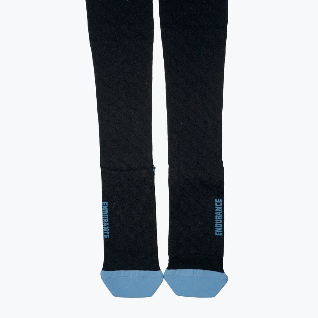 Endurance Compression Socks for Running and Hiking - Black with Blue A