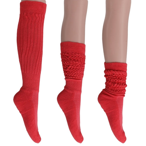 Cotton Women's Extra Long Heavy Slouch Socks, 6 Pairs Shoe Size 5-10