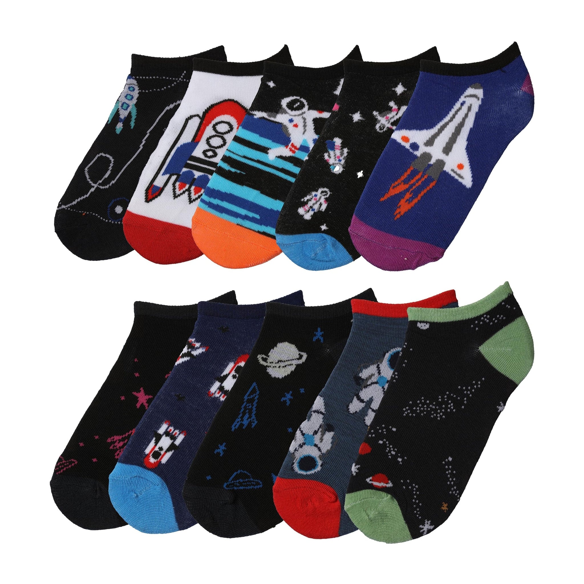 Tipi Toe Big Kids Boys 10 Pairs Classy Lightweight Novelty Astronaut