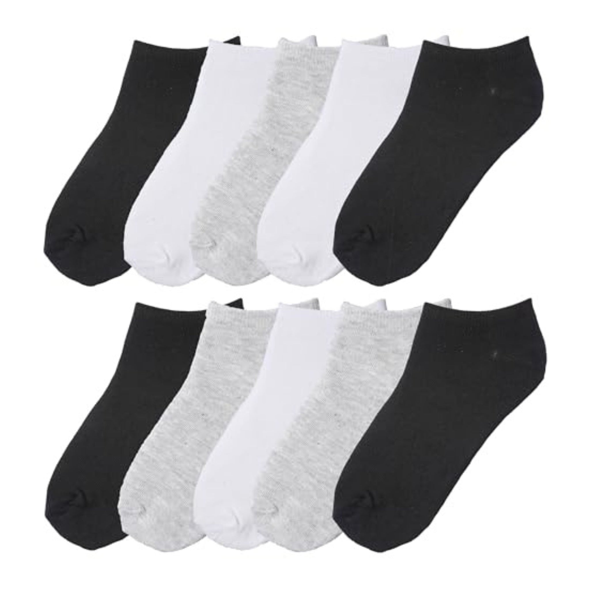 Tipi Toe Big Kids Boys 10 Pairs Classy Lightweight Novelty White Grey