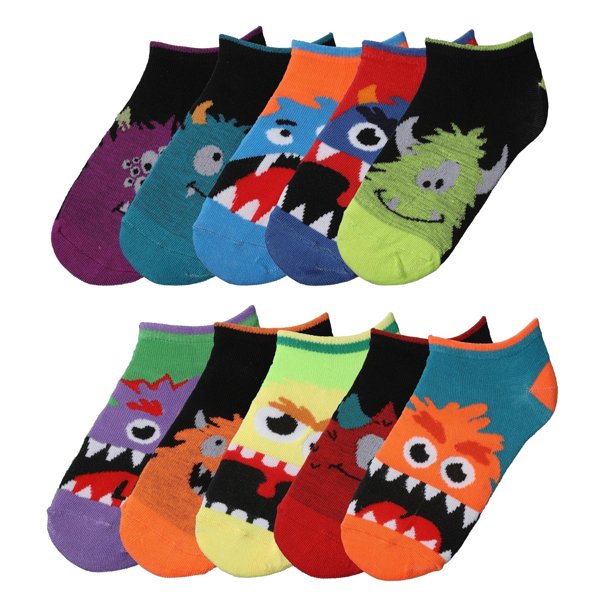 Tipi Toe Kids Boys 10 Pairs Classy Lightweight Novelty Creepy Creature