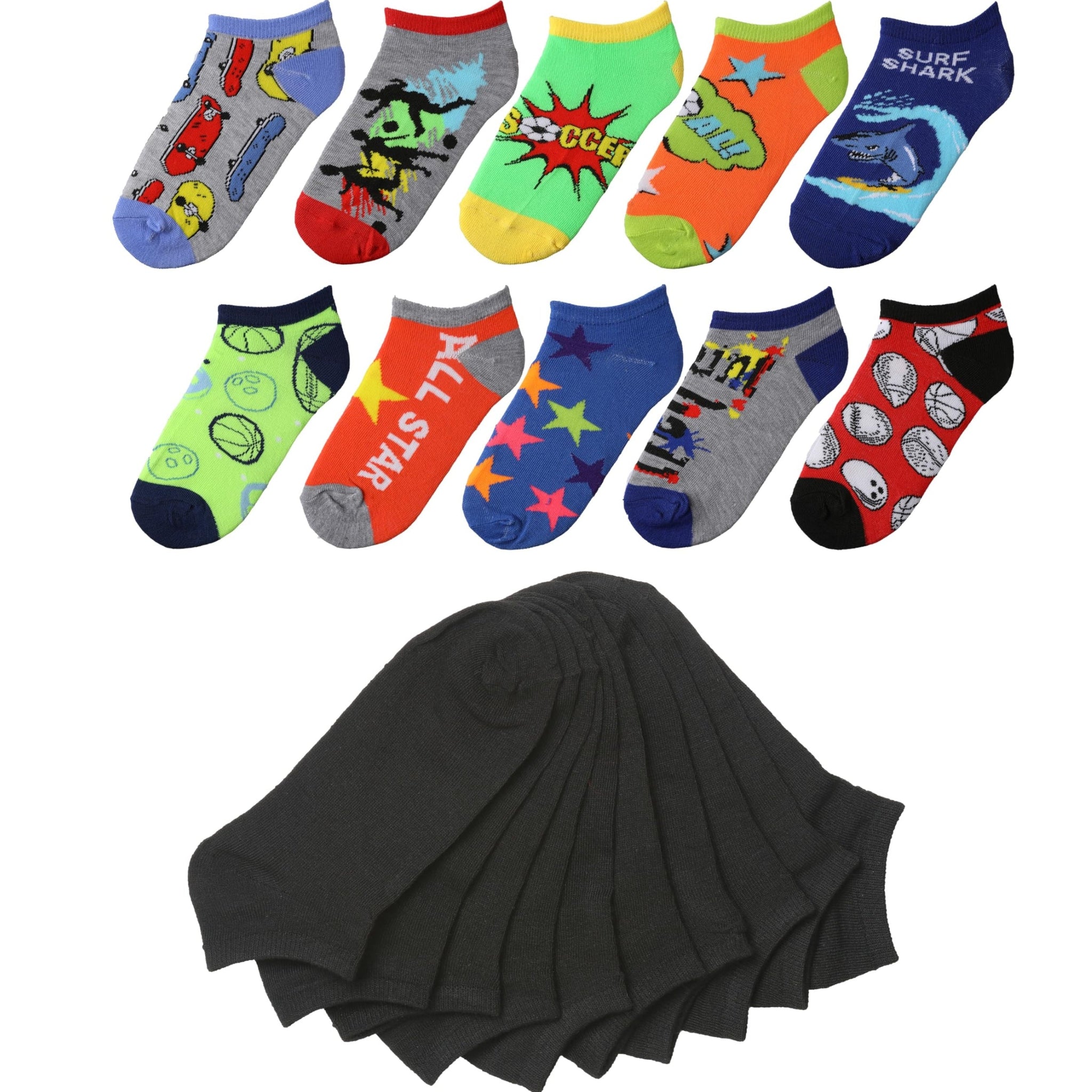 Tipi Toe Kids Boys 20 Pairs Classy Lightweight Novelty Plain Solid