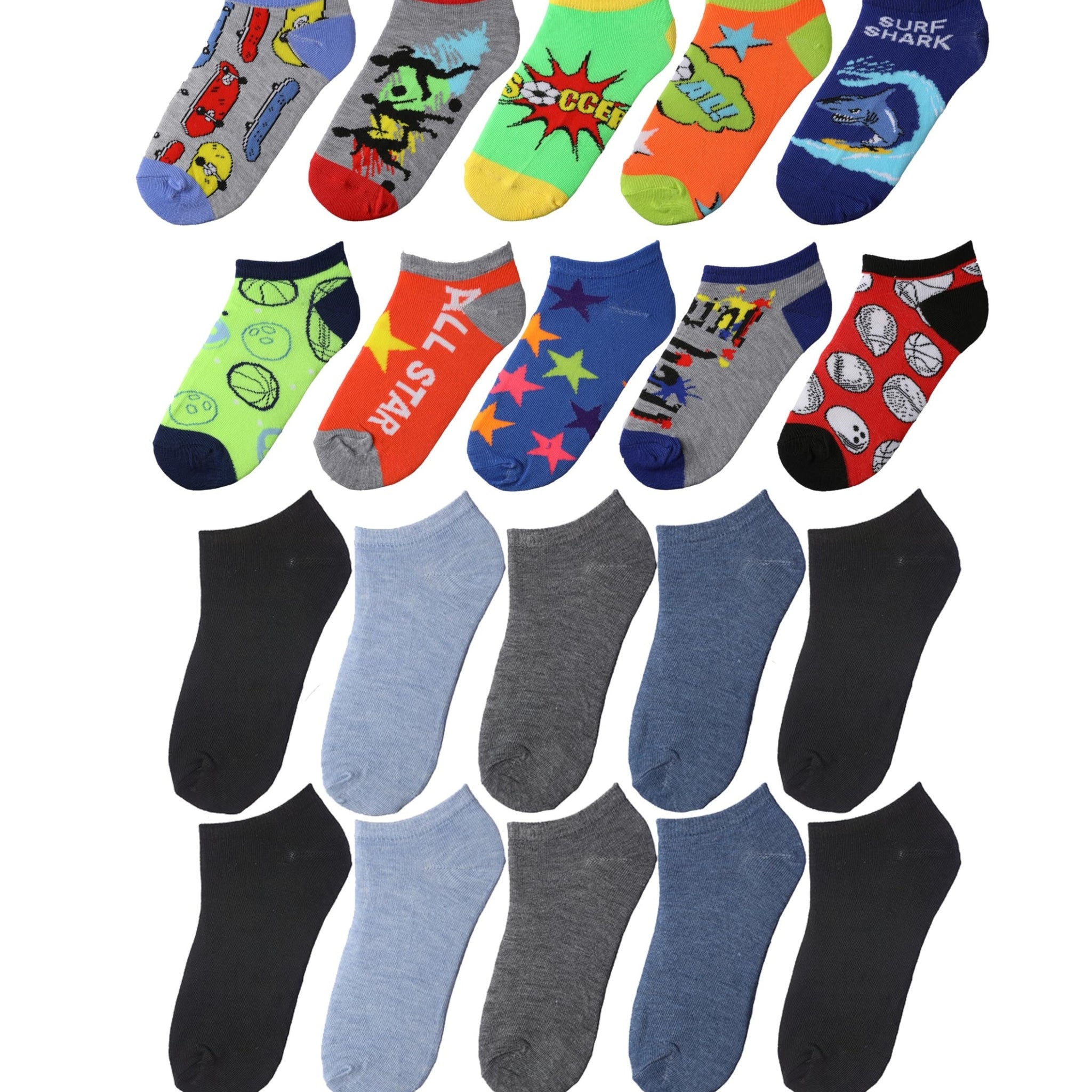 Tipi Toe Kids Boys 20 Pairs Classy Lightweight Novelty Black Denim