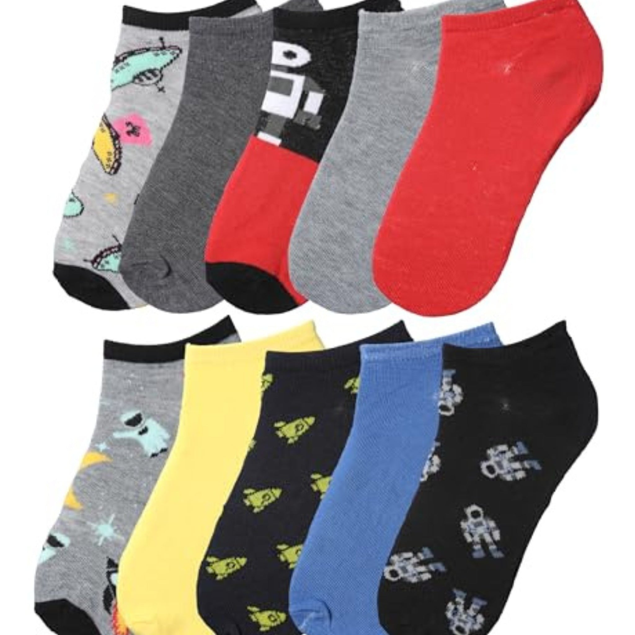 Tipi Toe Big Kids Boys 10 Pairs Classy Lightweight Novelty Astronaut