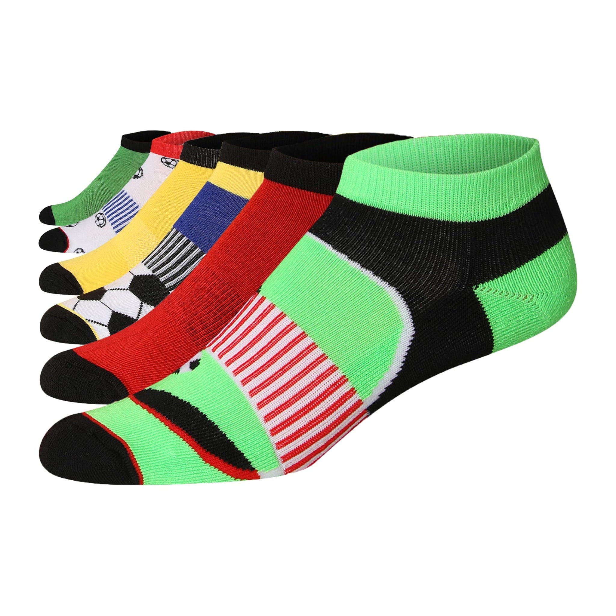 JAMES FIALLO Men's 6-Pairs Low Cut Athletic Colorful Arch Support