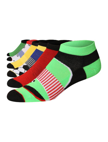 JAMES FIALLO Men's 6-Pairs Low Cut Athletic Colorful Arch Support