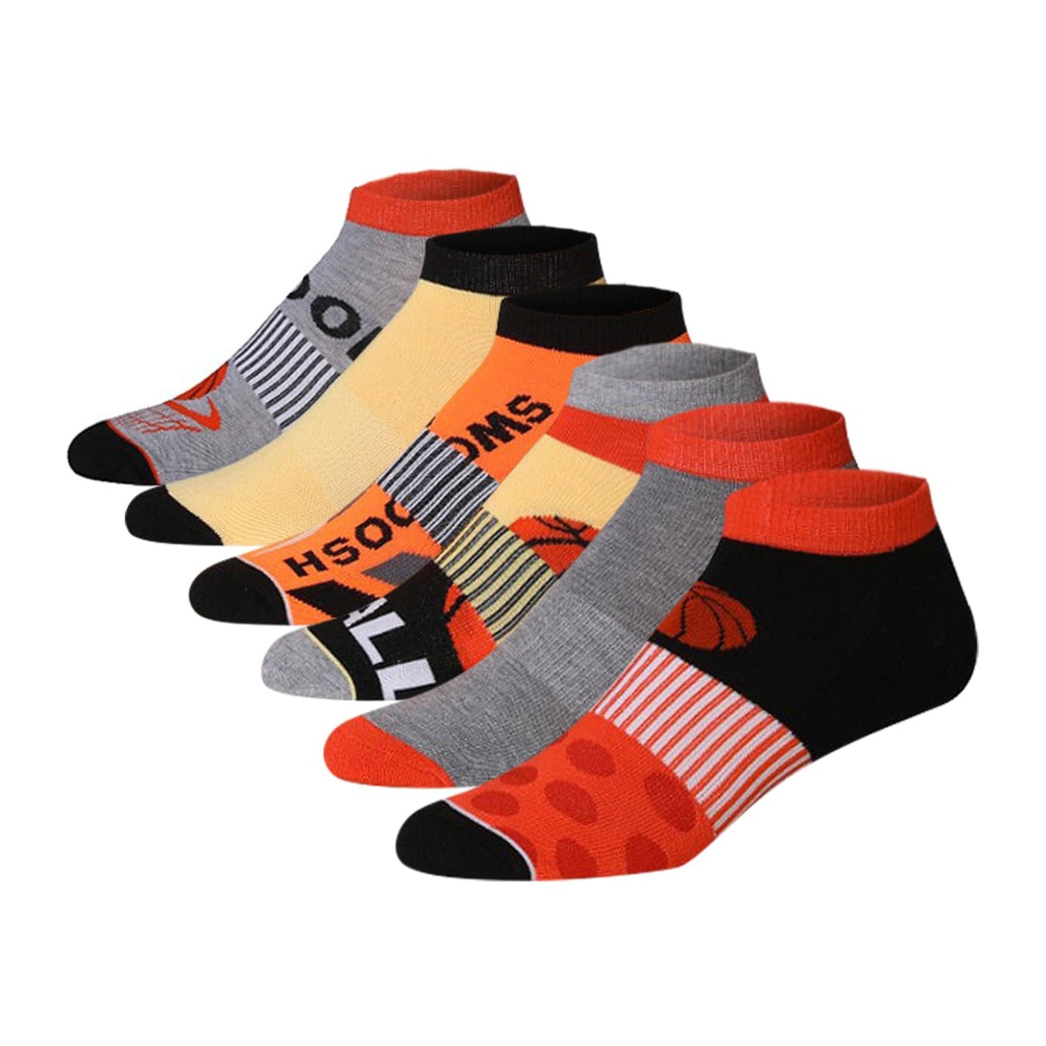 JAMES FIALLO Men's 6-Pairs Low Cut Basketball Design Athletic Sport