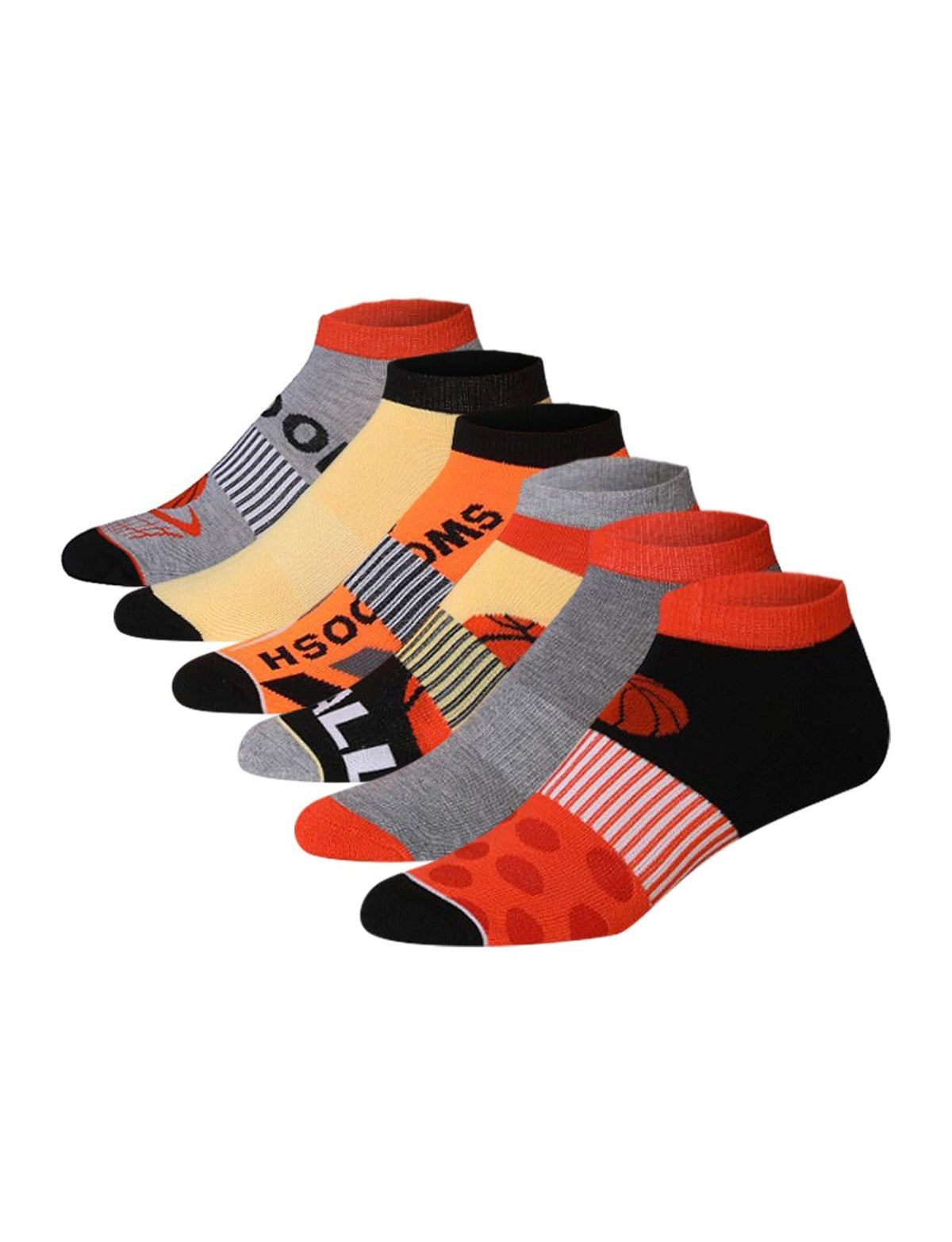 JAMES FIALLO Men's 6-Pairs Low Cut Basketball Design Athletic Sport