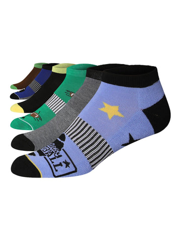 JAMES FIALLO Men's 6-Pairs Fun Low Cut Athletic Football Star Stripes