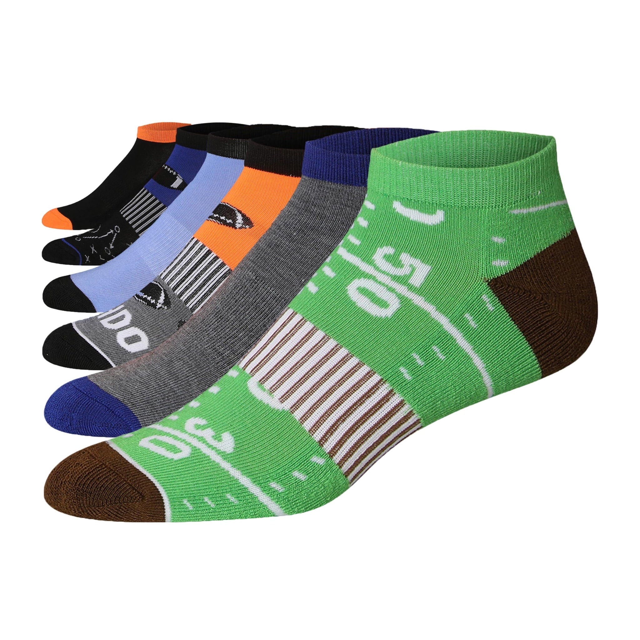 JAMES FIALLO Men's 6-Pairs Low Cut Athletic Grey Black Striped