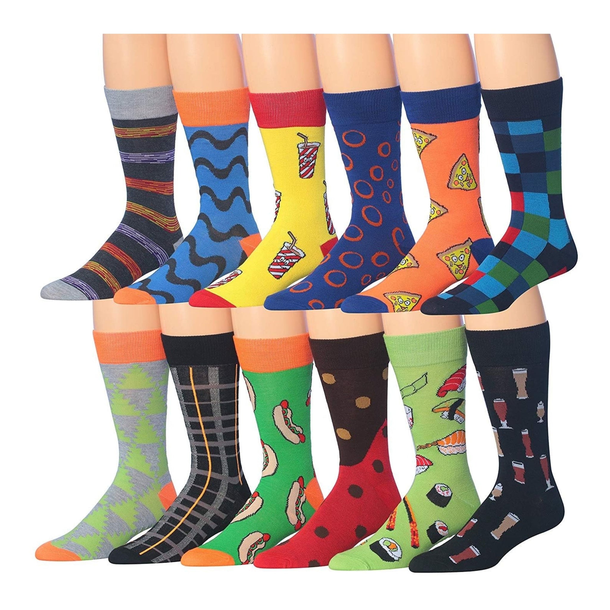 Men's 12 Pairs Casual Novelty Stripe Ensemble Colorful Patterned Dress