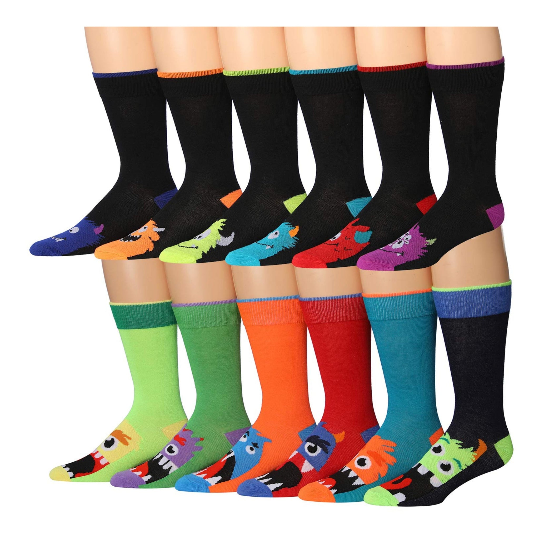 JAMES FIALLO Men's 12-Pairs Fashion Character Playful Funny Colorful
