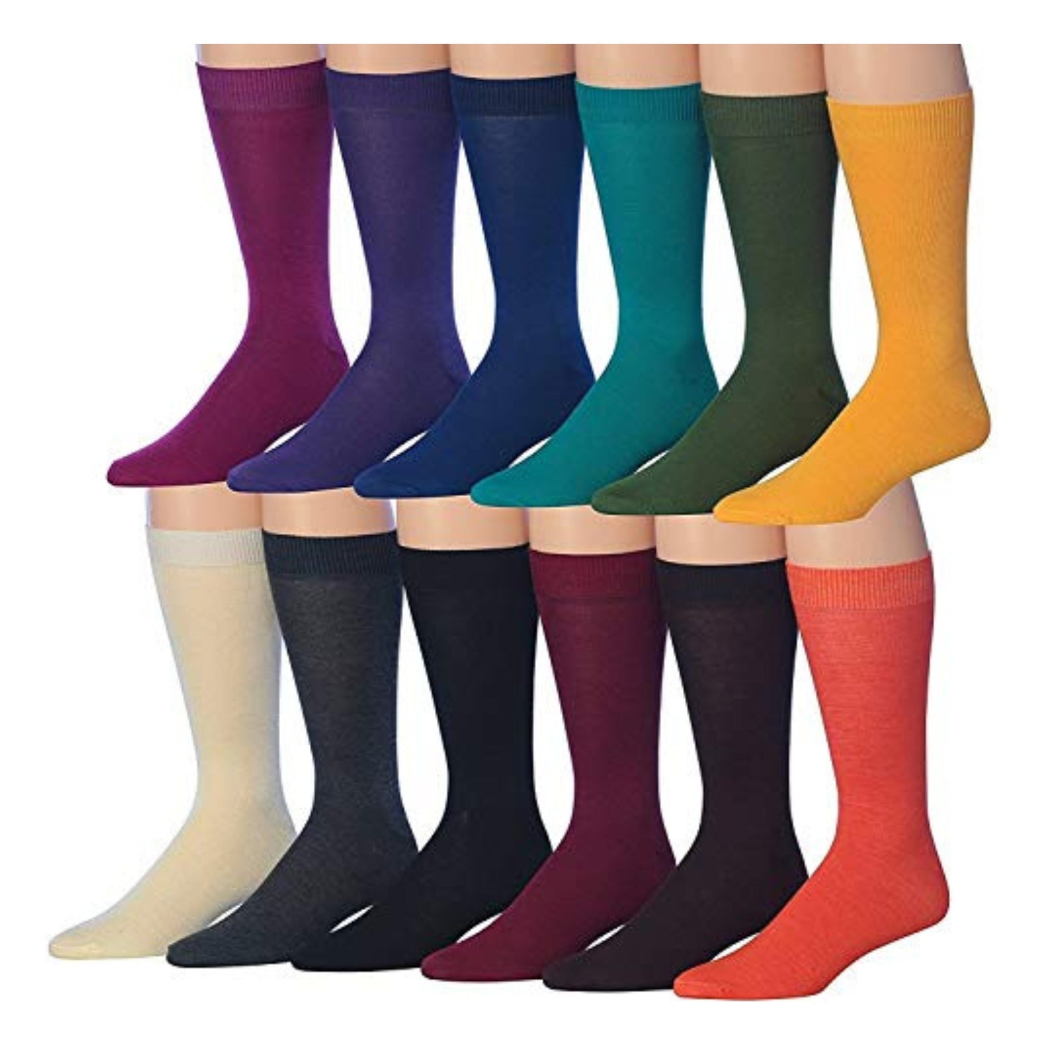 Men's 12 Pairs Casual Novelty Colorful Monotones Colorful Patterned