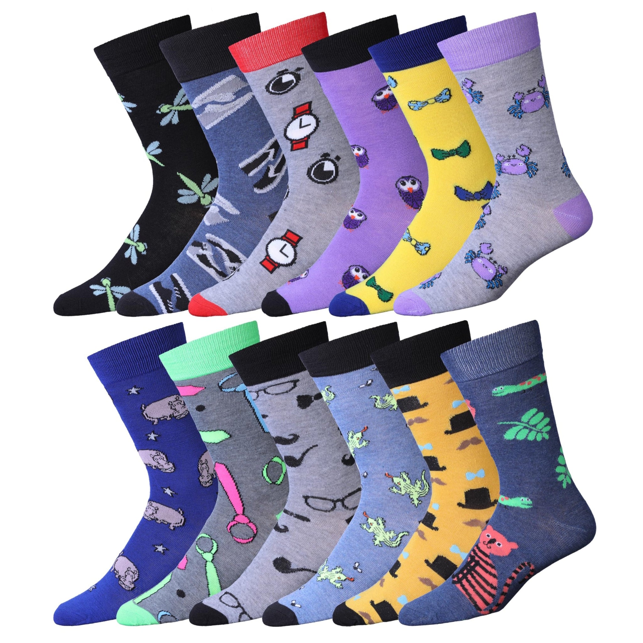 Men's 12 Pairs Casual Novelty Fashion Wardrobe Wonder Colorful