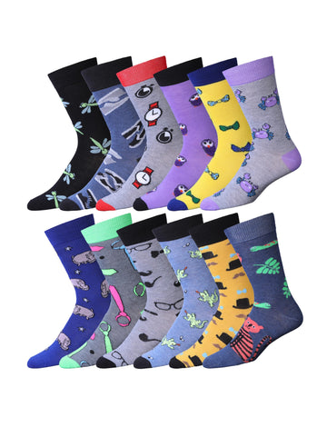 Men's 12 Pairs Casual Novelty Fashion Wardrobe Wonder Colorful