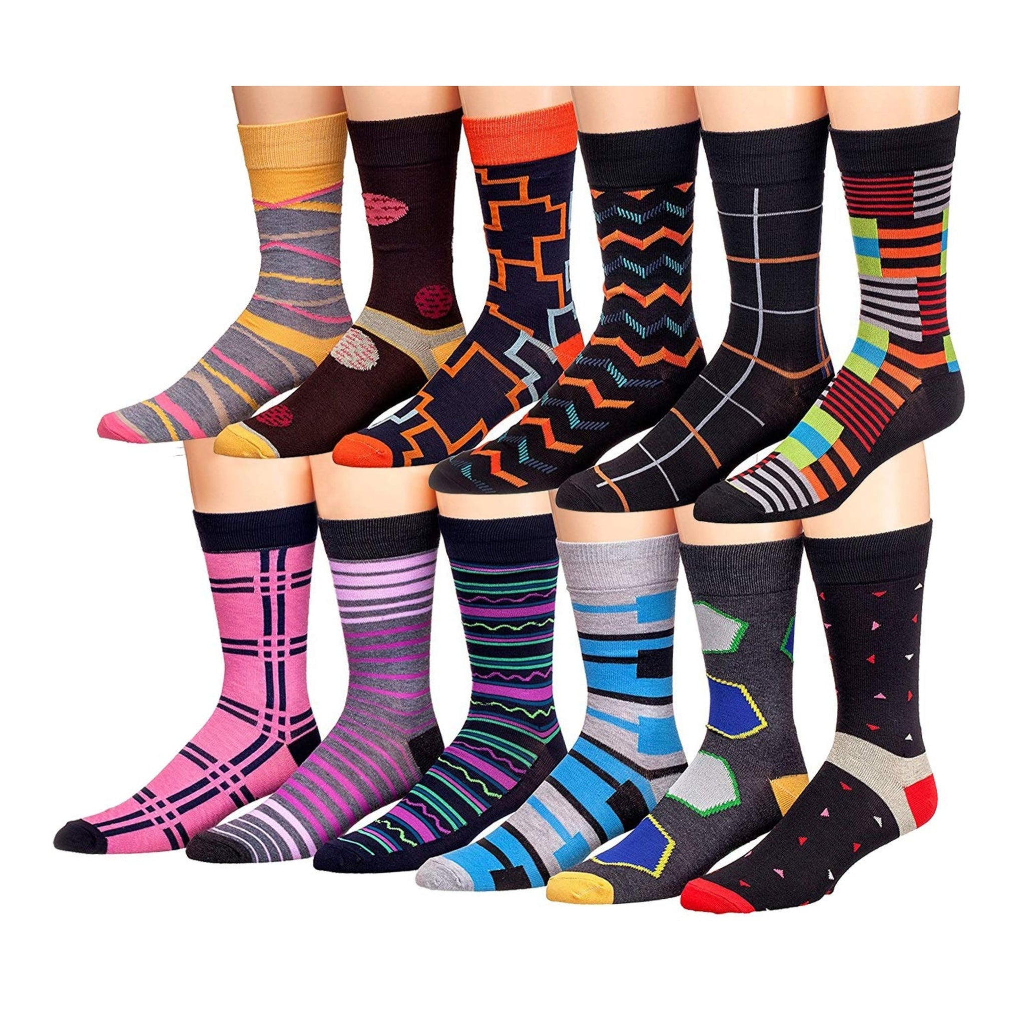 Men's 12 Pairs Casual Novelty Blushing Palette Colorful Patterned