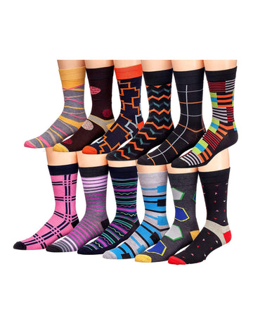 Men's 12 Pairs Casual Novelty Blushing Palette Colorful Patterned
