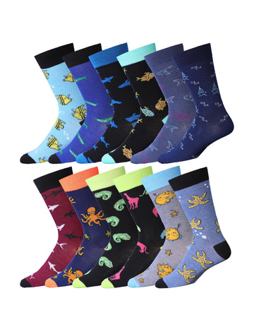 JAMES FIALLO Men's 12 Pairs Casual Fashion Colored Assorted Designs