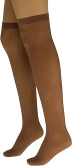 6 Pairs Women's Over The Knee Sheer Nylon Socks with Reinforced Base