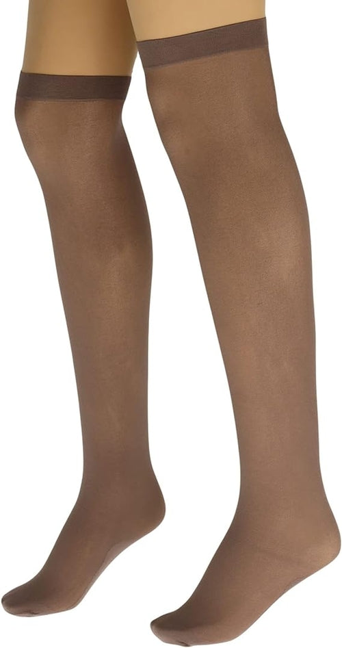 6 Pairs Women's Over The Knee Sheer Nylon Socks with Reinforced Base