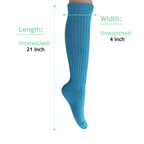 Turquoise Blue Slouch Socks for Women Cotton Knee High Shoe Size 5 to