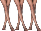 3 Pairs Women's Sheer Pantyhose with Control Top 20 Denier Thin Tights