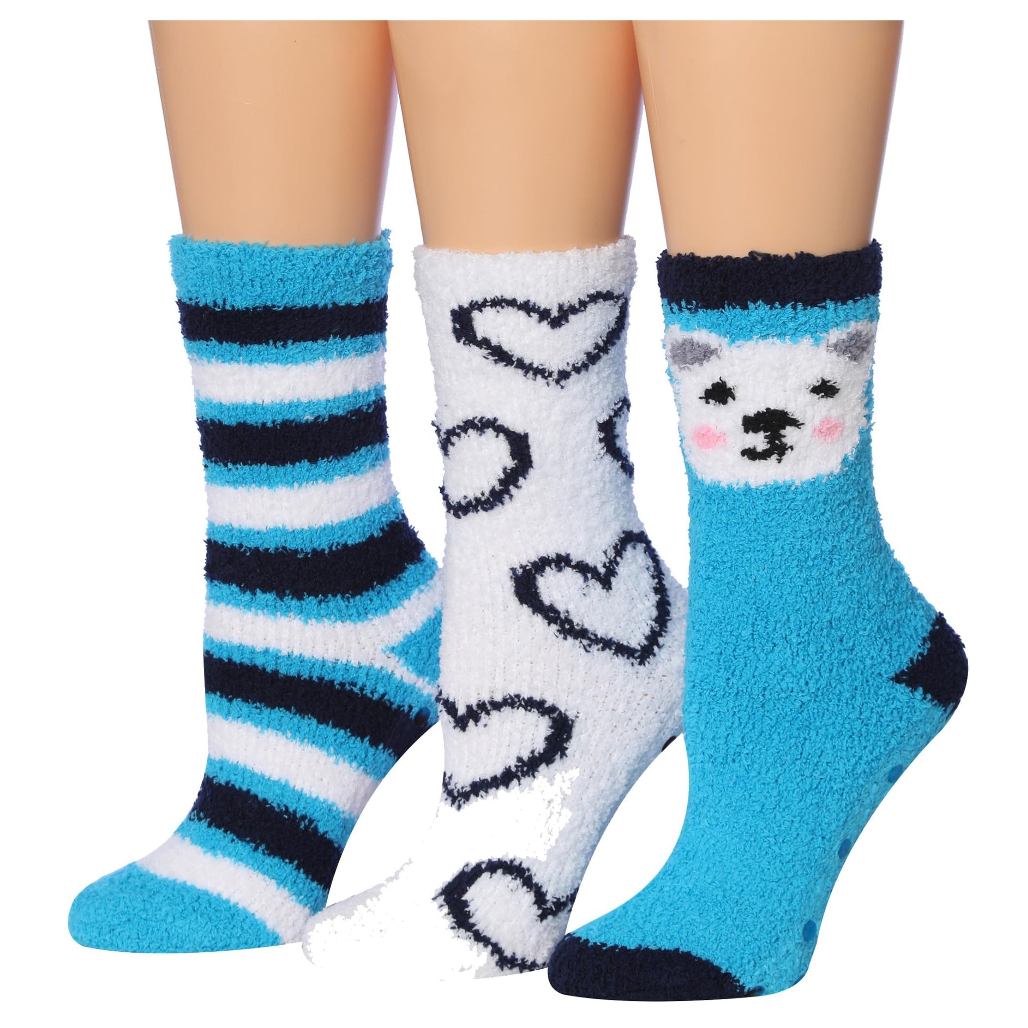 Tipi Toe Women's 3-Pair Snoflake Cozy Winter Socks Anti-Skid Soft