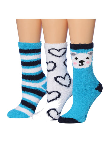 Tipi Toe Women's 3-Pair Snoflake Cozy Winter Socks Anti-Skid Soft