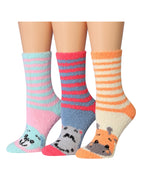 Women's 3 Pairs Cozy Microfiber Soft Anti-Skid Tropical Bliss Colorful