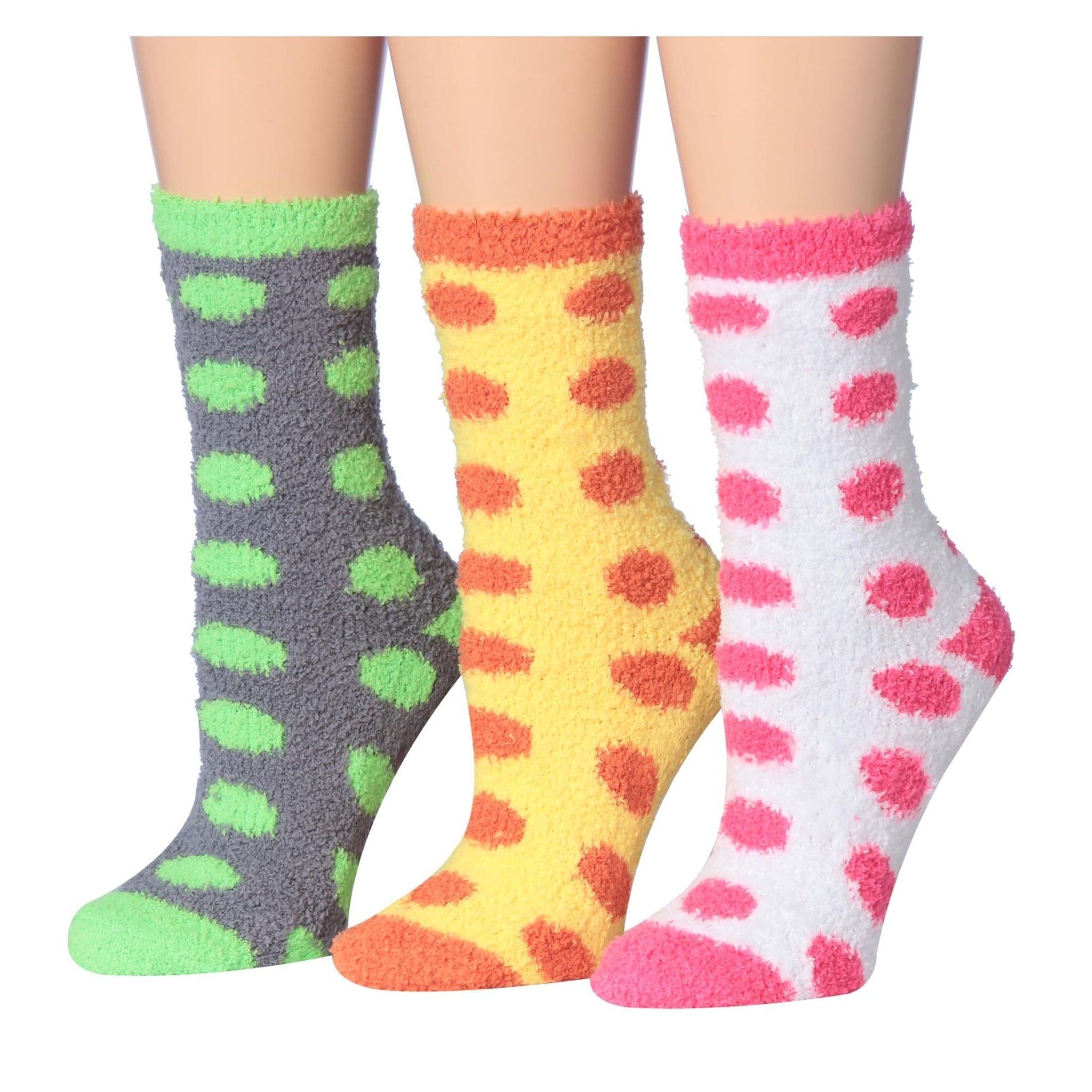 Women's 3 Pairs Cozy Microfiber Soft Anti-Skid Chilly Dotted Colorful