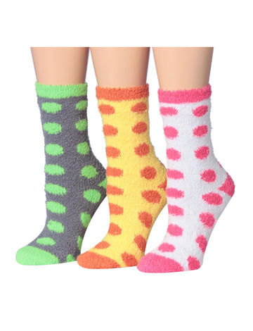 Women's 3 Pairs Cozy Microfiber Soft Anti-Skid Chilly Dotted Colorful