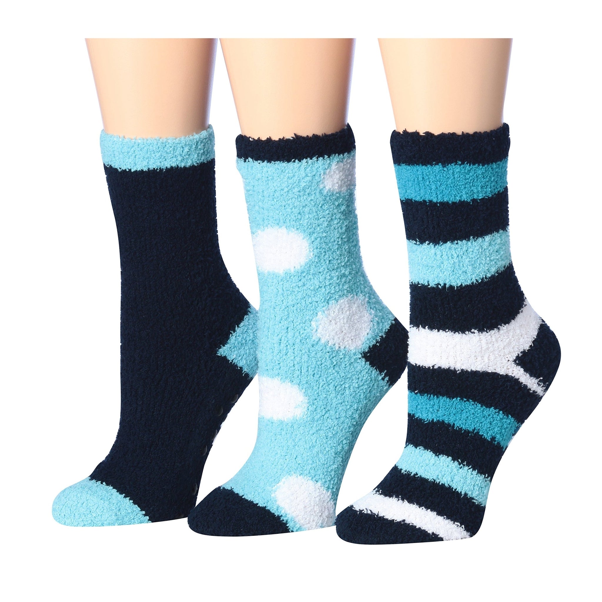 Women's 3 Pairs Cozy Microfiber Soft Anti-Skid Frozen Aquamarine