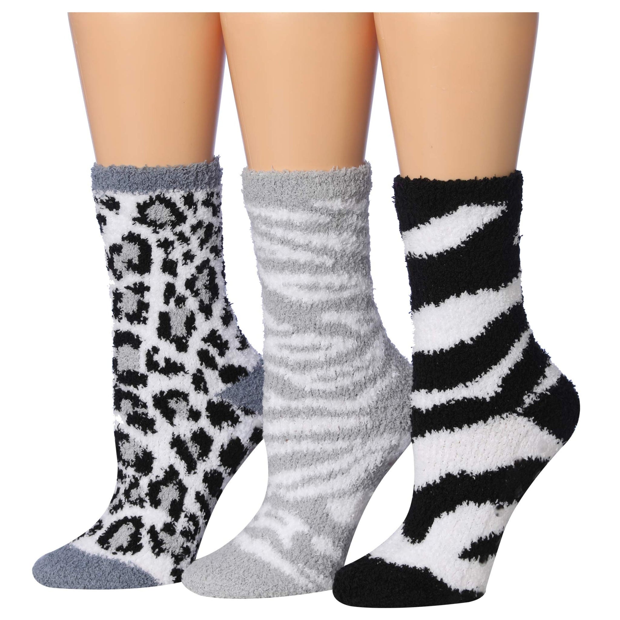 Women's 3 Pairs Cozy Microfiber Soft Anti-Skid Safari Chic Colorful