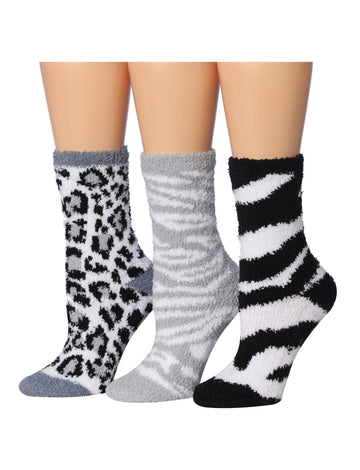 Women's 3 Pairs Cozy Microfiber Soft Anti-Skid Safari Chic Colorful