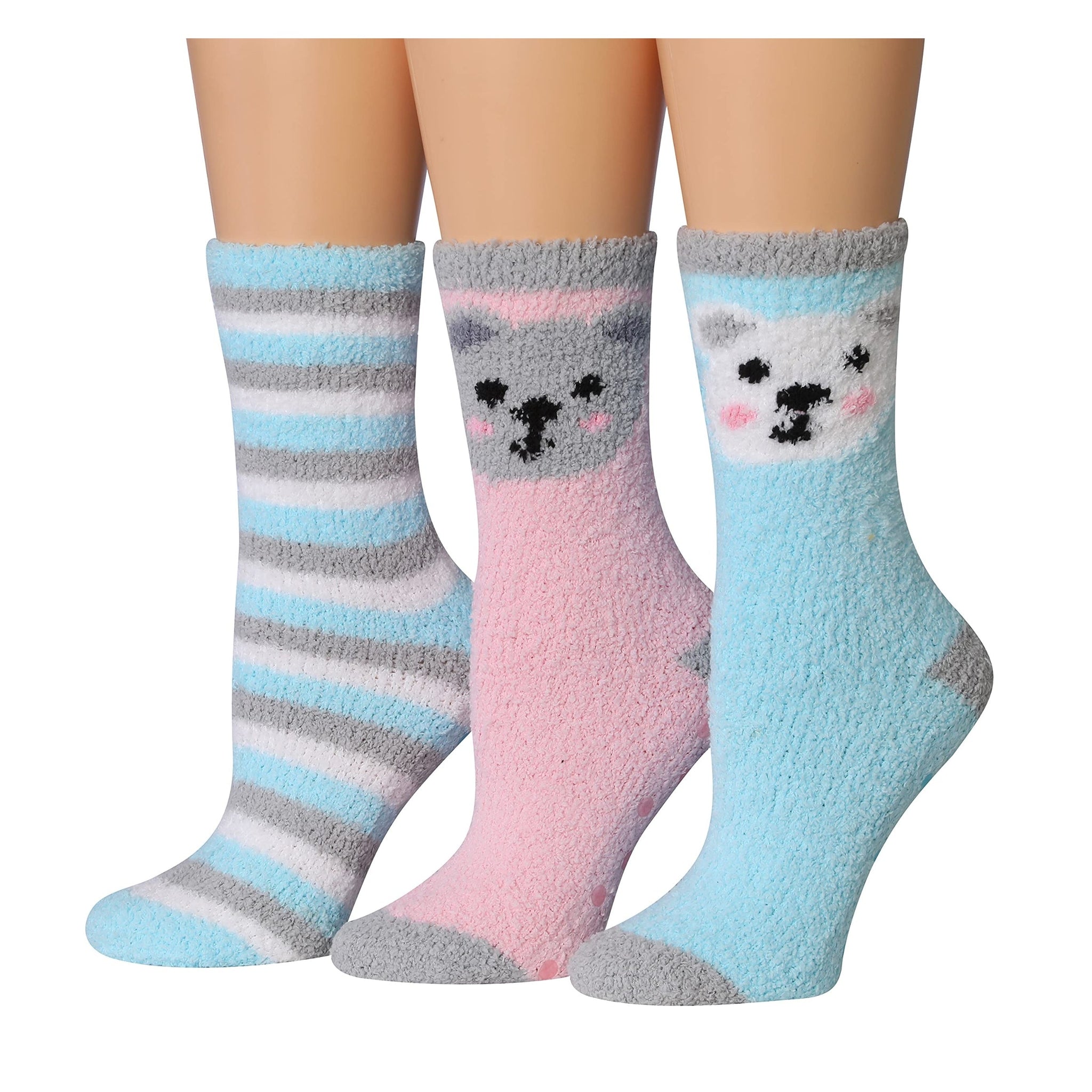 Women's 3 Pairs Cozy Microfiber Soft Anti-Skid Cotton Candy Panda