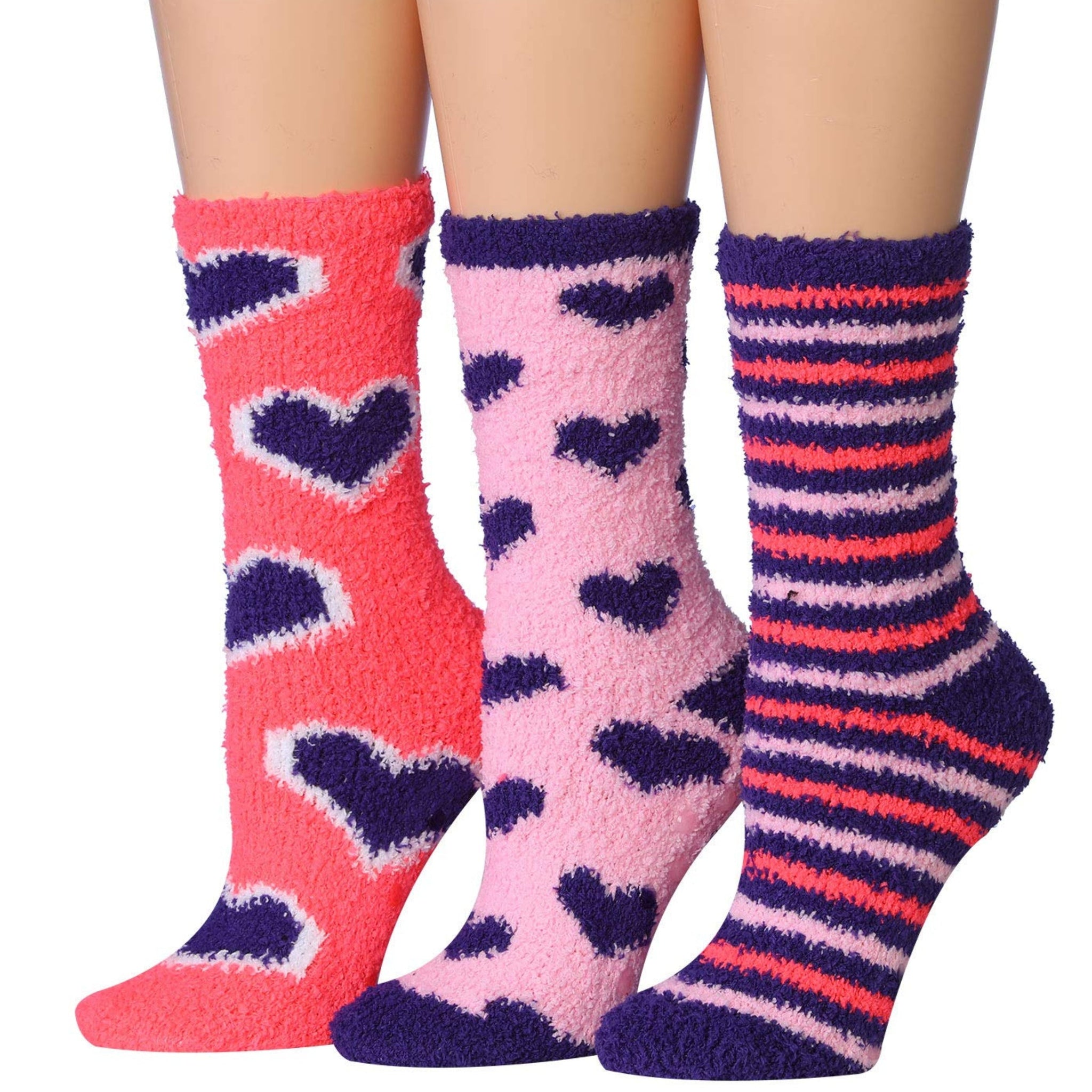Women's 3 Pairs Cozy Microfiber Soft Anti-Skid Passion Paws Colorful